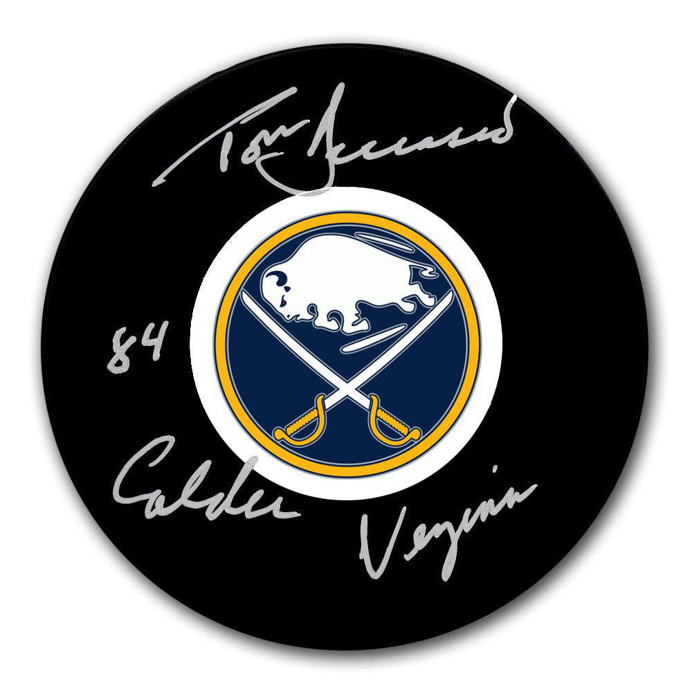 Tom Barrasso Buffalo Sabres 1984 Calder & Vezina Autographed Puck - Sport Authentix Inc