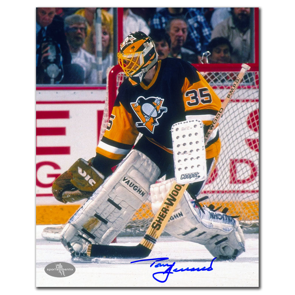 Tom Barrasso Pittsburgh Penguins GLOVE SAVE Autographed 8x10