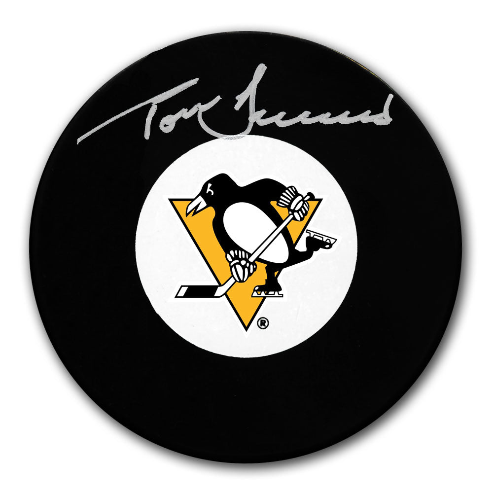 Rondelle autographiée des Penguins de Pittsburgh par Tom Barrasso