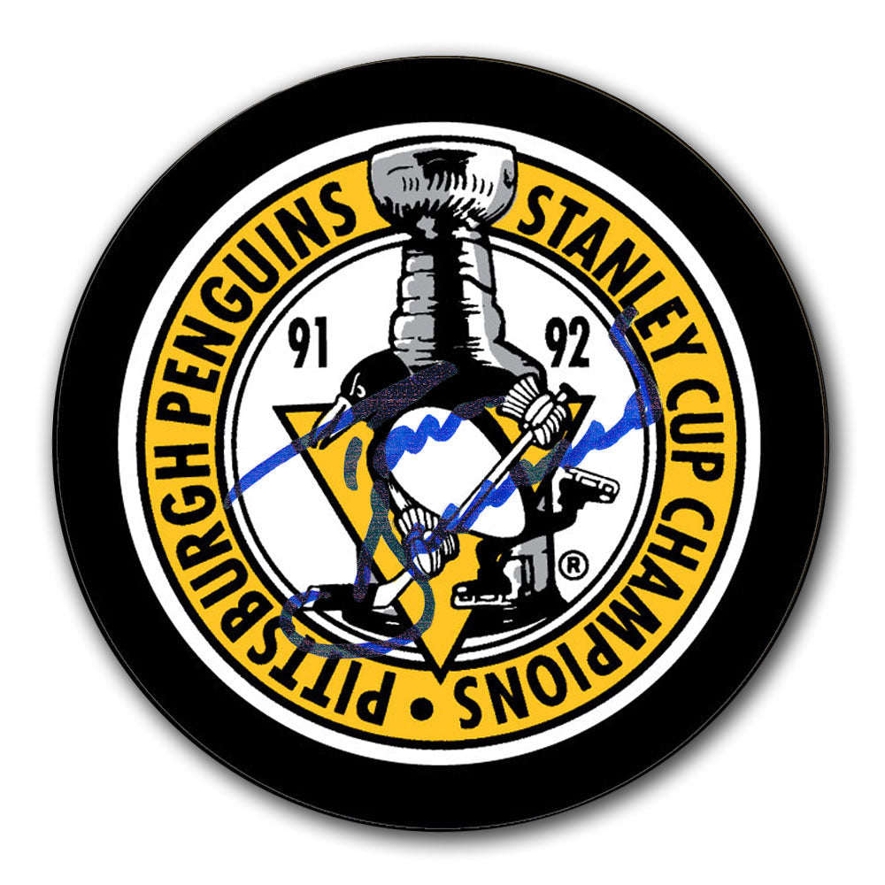 Tom Barrasso Pittsburgh Penguins 1992 Stanley Cup Champions Autographed Puck