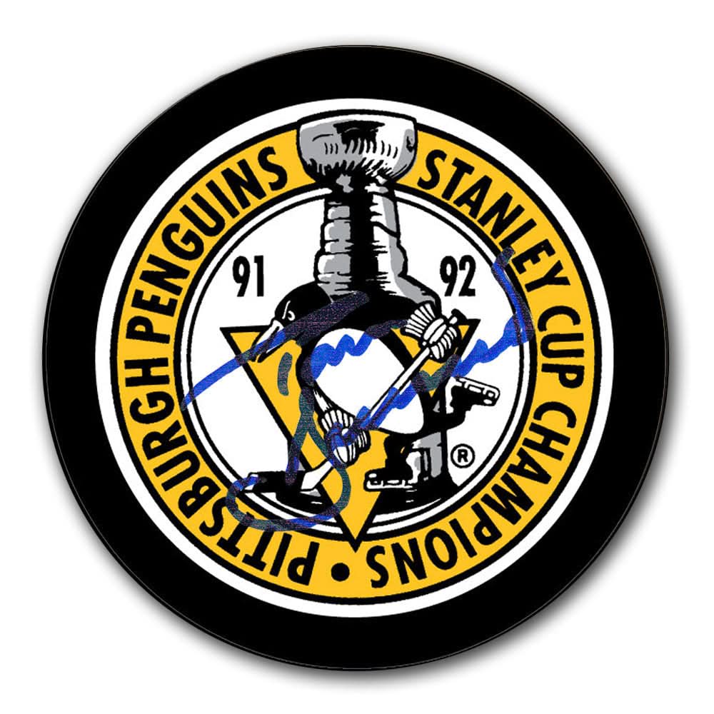 Authentic Tom Barrasso Pittsburgh Penguins 1992 Stanley Cup Champions Autographed Puck - SportAuthentix