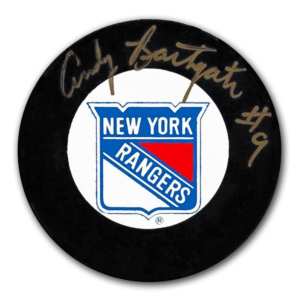 Andy Bathgate New York Rangers GOLD Autographed Puck