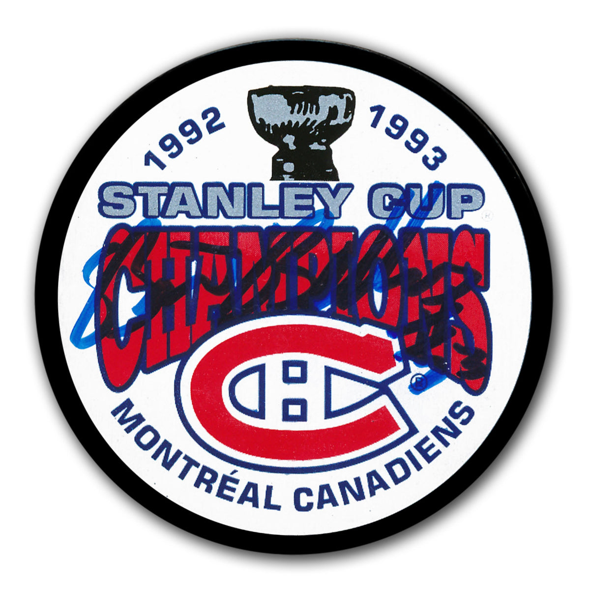 Brian Bellows Montreal Canadiens 1993 Stanley Cup Champions Autographed Puck - Sport Authentix Inc