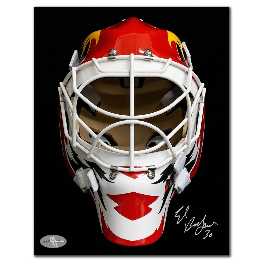 Ed Belfour autographed Chicago Blackhawks 8x10 photo featuring his goalie mask