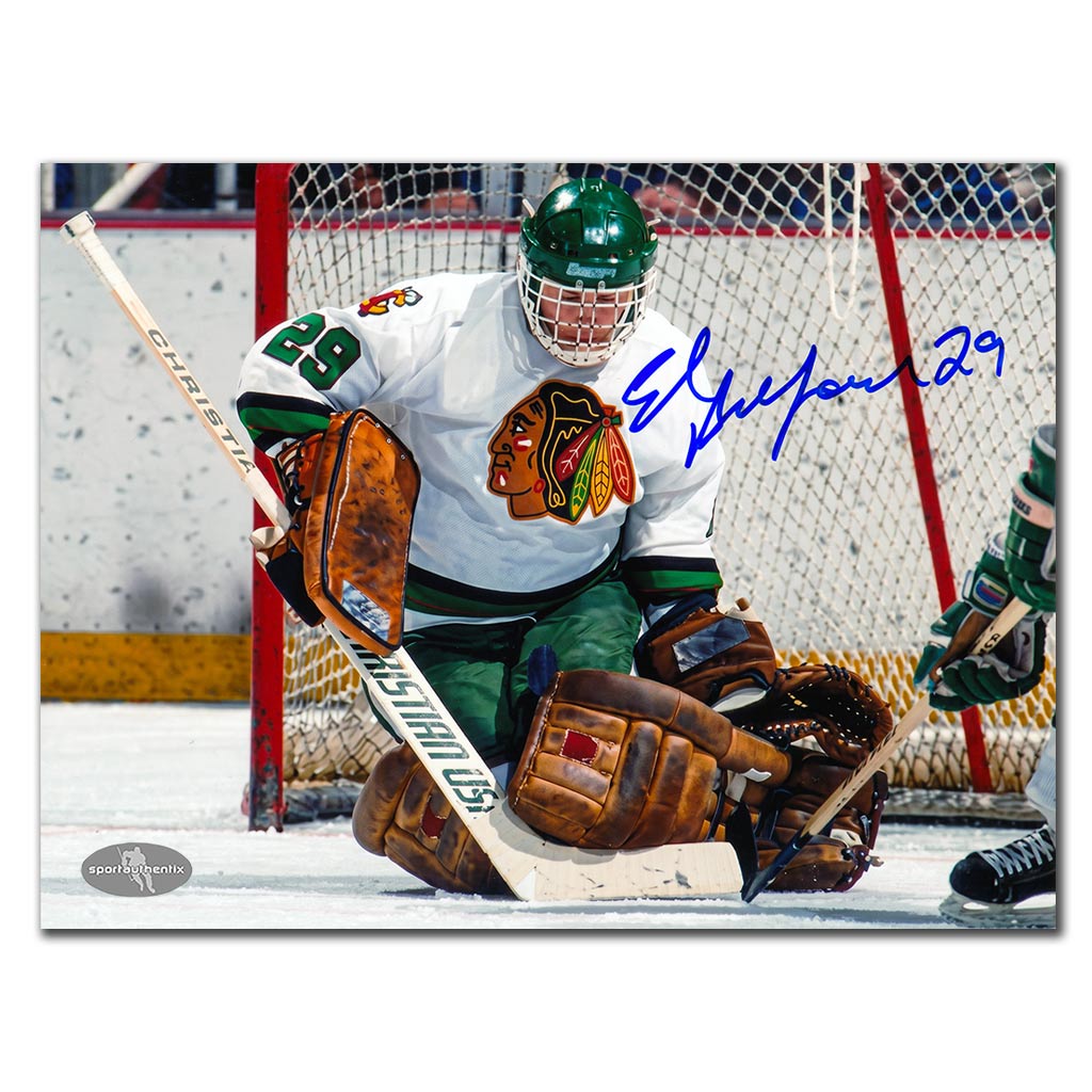 Ed Belfour autographed Saginaw Hawks 8x10 photo in the crease