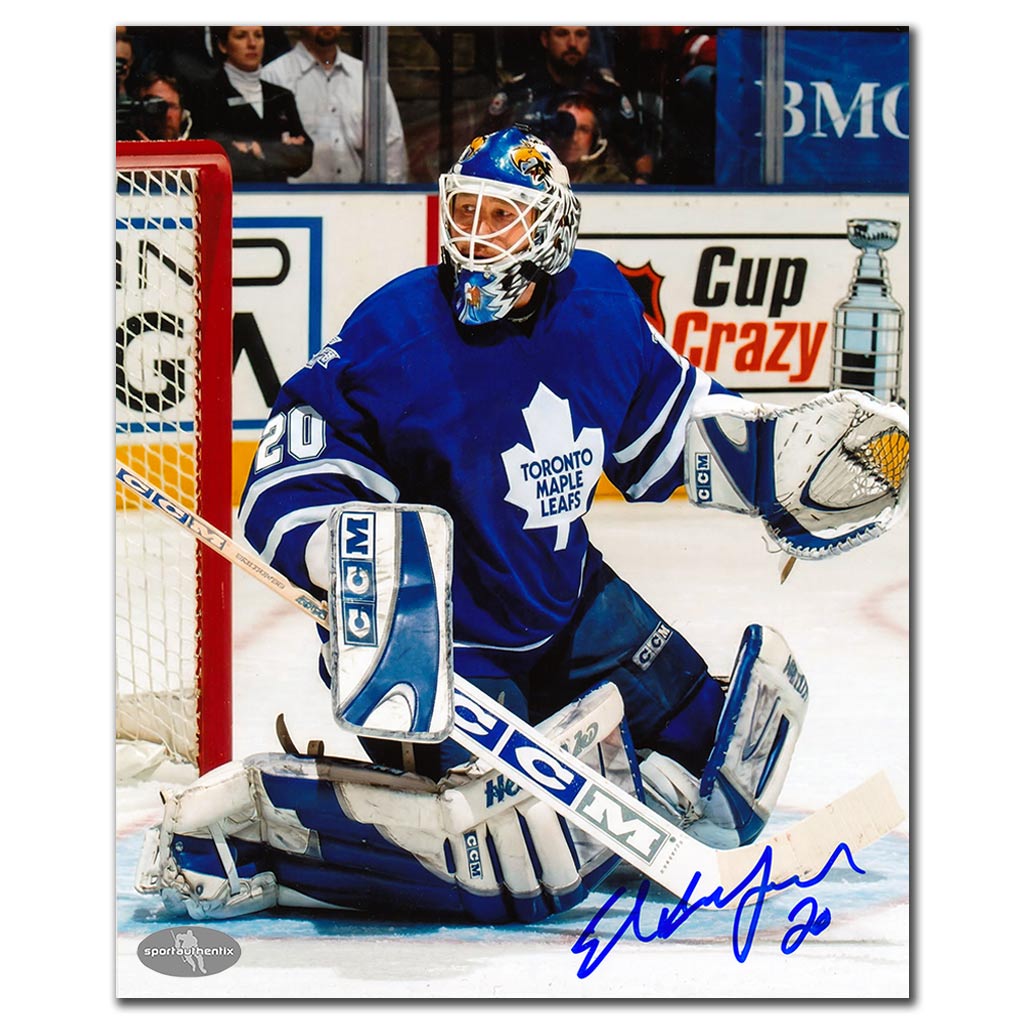 Ed Belfour Autographed Toronto Maple Leafs 8x10 Photo - Guarding the Crease