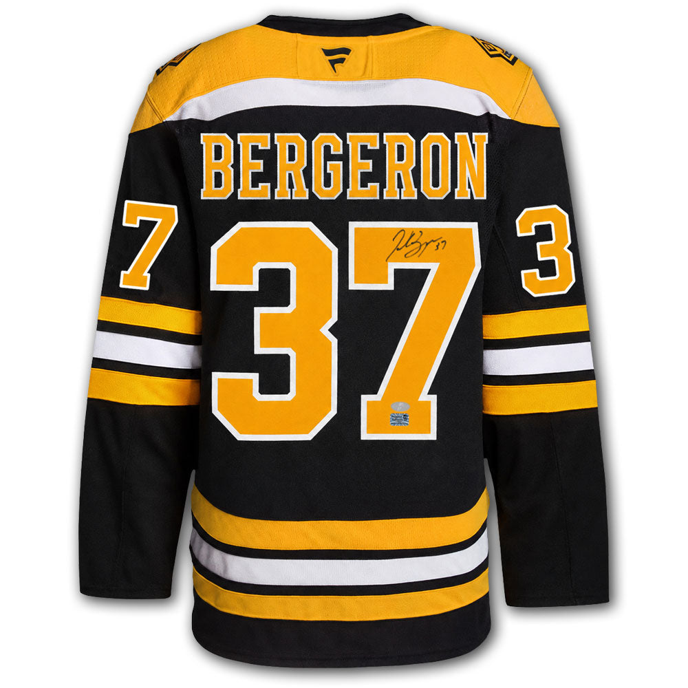 Patrice Bergeron autographed Boston Bruins Fanatics Premium jersey back with Bergeron nameplate, number 37, autograph, Your Sports Memorabilia Store hologram and SportAuthentix hologram