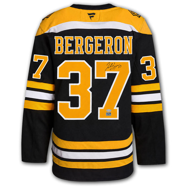 Patrice Bergeron autographed Boston Bruins Fanatics Premium jersey back with Bergeron nameplate, number 37, autograph, Your Sports Memorabilia Store hologram and SportAuthentix hologram