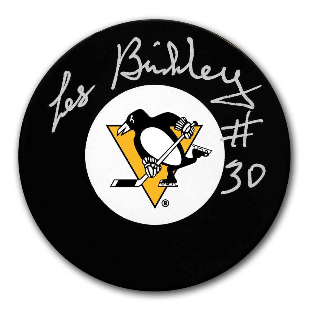 Rondelle autographiée des Penguins de Pittsburgh de Les Binkley