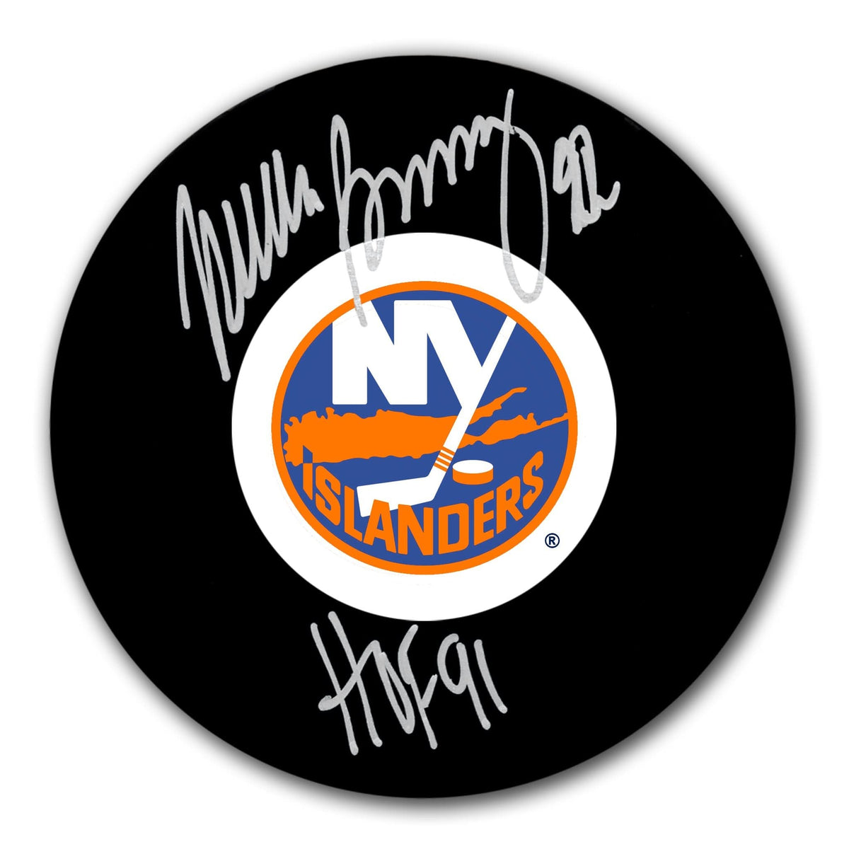 Authentic Mike Bossy New York Islanders HOF Autographed Puck - SportAuthentix