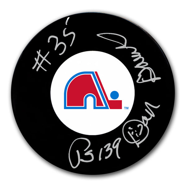 Dan Bouchard autographed Quebec Nordiques hockey puck