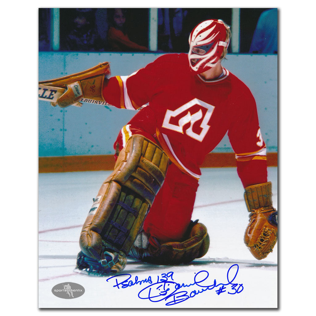 Dan Bouchard Atlanta Flames BIG SAVE Autographed 8x10