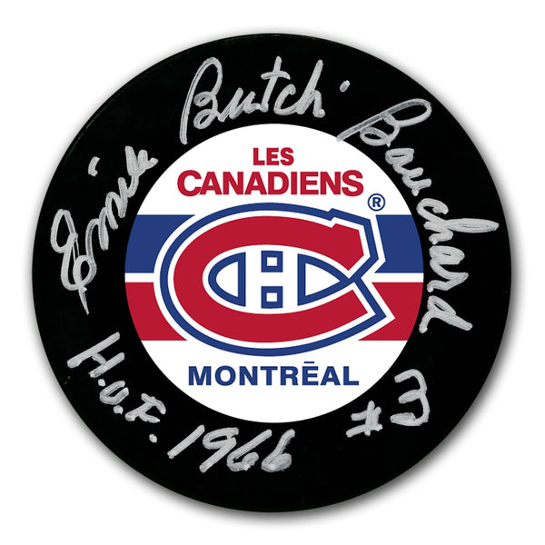 Authentic Emile Bouchard Montreal Canadiens HOF Autographed Puck - SportAuthentix