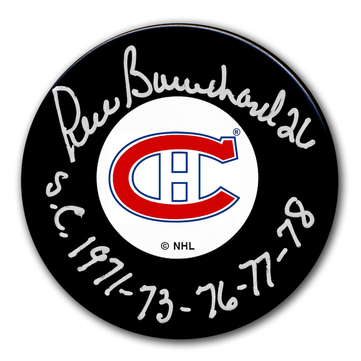 Pierre Bouchard Montreal Canadiens SC Years Original 6 Autographed Puck - Sport Authentix Inc