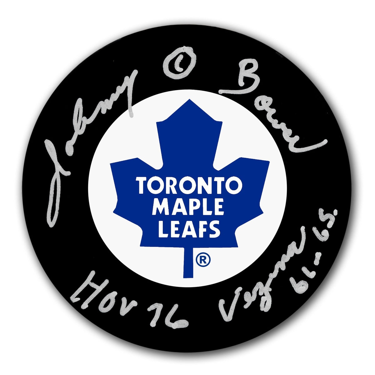 Johnny Bower Toronto Maple Leafs HOF Vezina Autographed Puck - Sport Authentix Inc