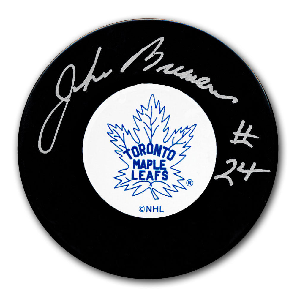 Rondelle autographiée des Maple Leafs de Toronto par John Brenneman