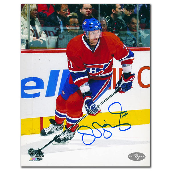 Patrice Brisebois autographed Montreal Canadiens 8x10 red jersey game action photo