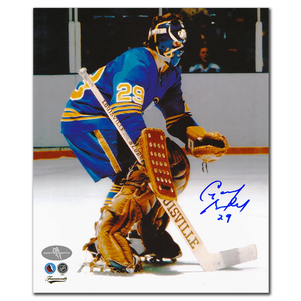 Gary Bromley autographed Buffalo Sabres 8x10 photo blue jersey game action