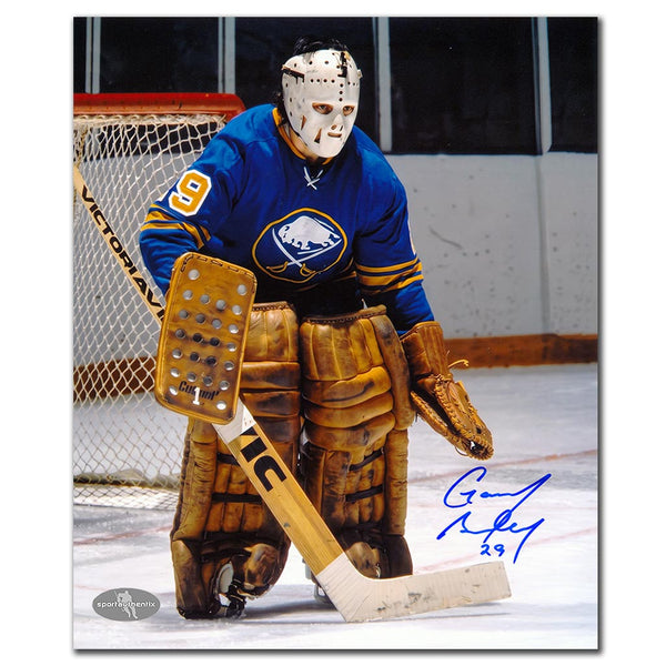 Gary Bromley autographed Buffalo Sabres 8x10 photo blue jersey goalie stance