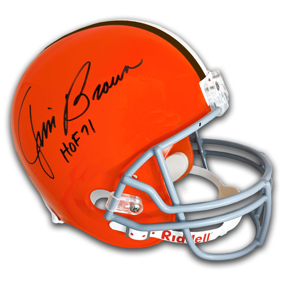 Jim Brown Cleveland Browns HOF Casque Riddell pleine grandeur dédicacé GTSM COA