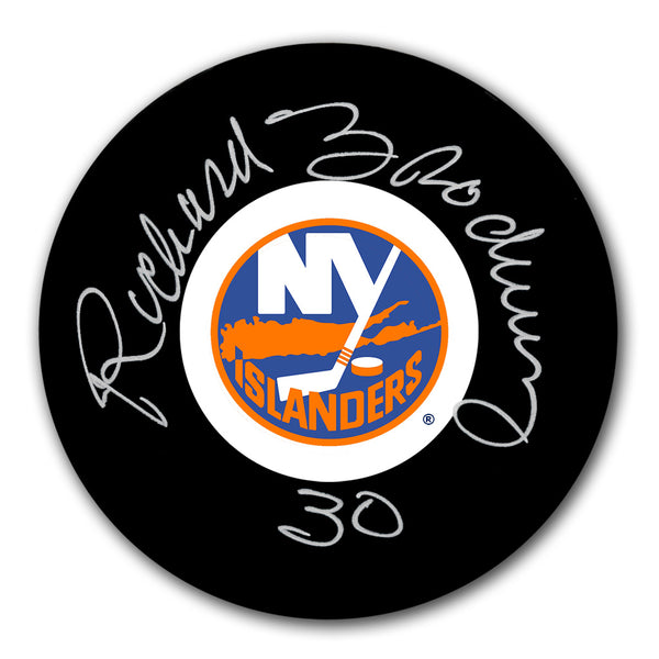 Richard Brodeur autographed New York Islanders hockey puck