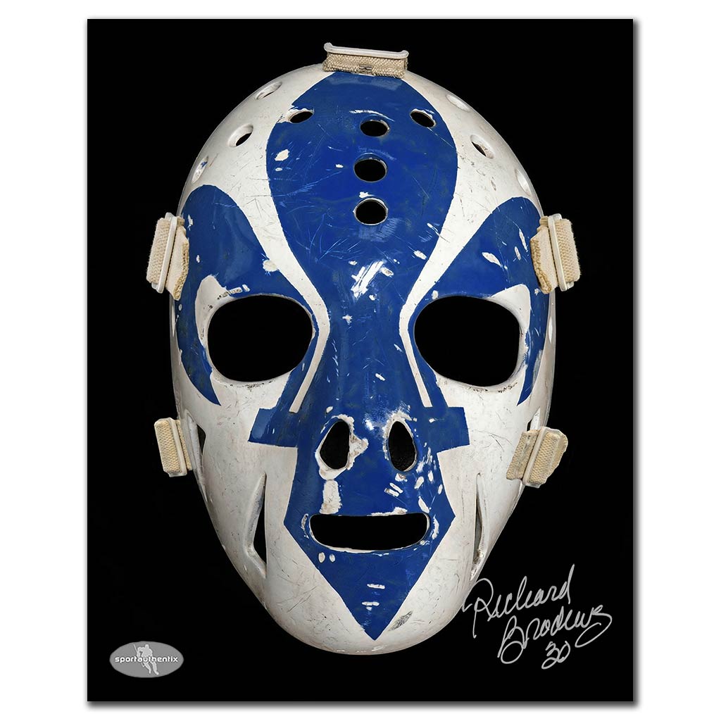 Richard Brodeur autographed Quebec Nordiques 8x10 goalie mask photo