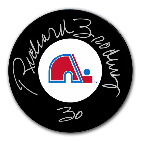 Richard Brodeur autographed Quebec Nordiques hockey puck