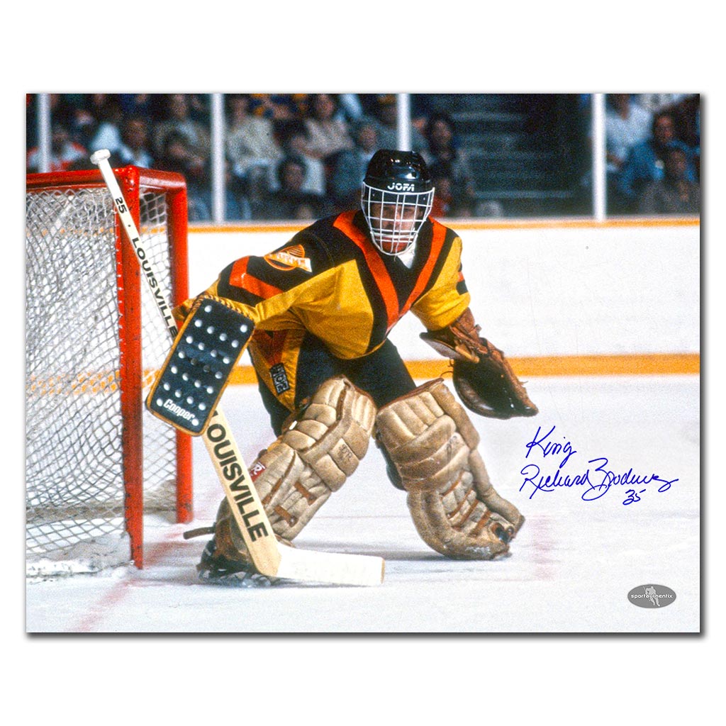 Richard Brodeur autographed Vancouver Canucks 16x20 photo with King Richard inscription