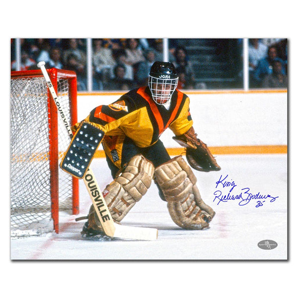 Richard Brodeur autographed Vancouver Canucks 16x20 photo with King Richard inscription