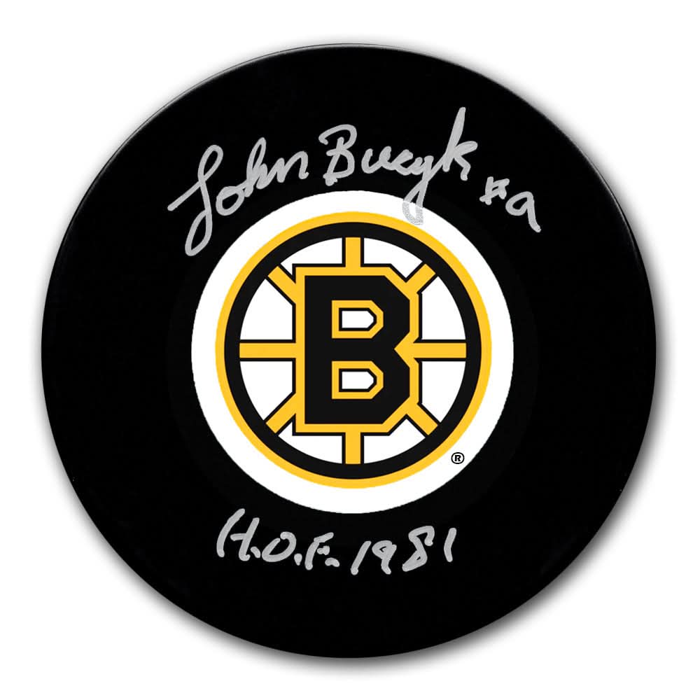 Authentic Johnny Bucyk Boston Bruins HOF Autographed Puck - SportAuthentix