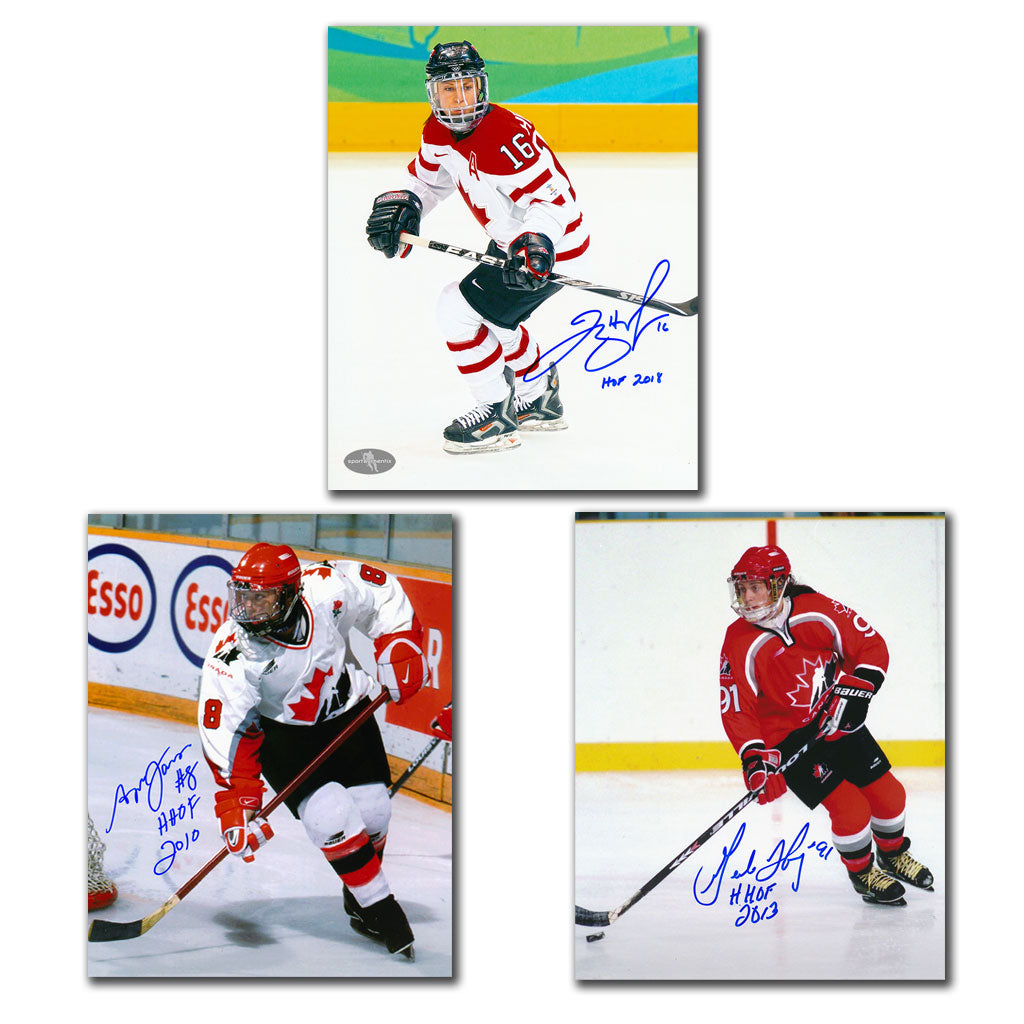Geraldine Heaney Angela James and Jayna Hefford autographed Team Canada 8x10 photo bundle