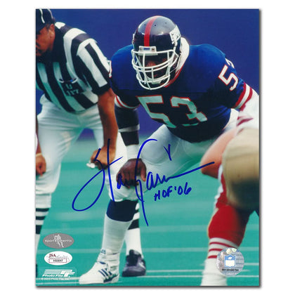 Harry Carson signed and inscribed 8x10 photo, featuring HOF 06, a prized New York Giants memorabilia collectible.