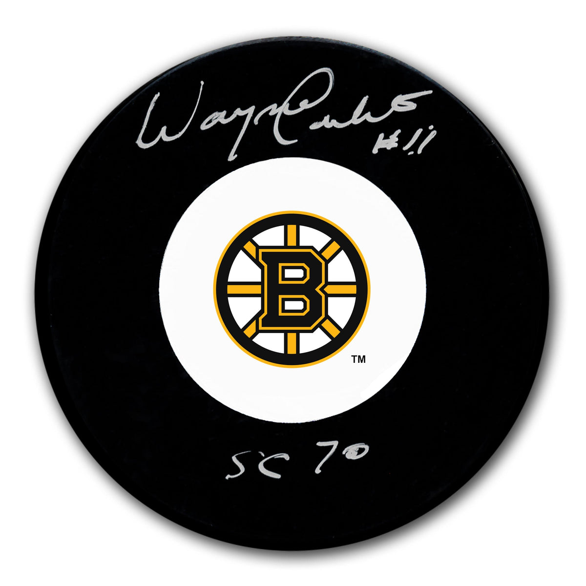 Wayne Carleton Boston Bruins 1970 Stanley Cup Autographed Puck - Sport Authentix Inc