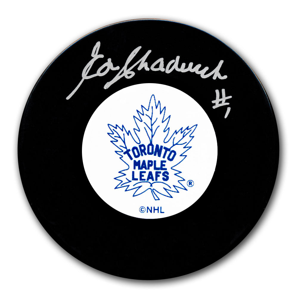 Rondelle autographiée originale 6 des Maple Leafs de Toronto d'Ed Chadwick