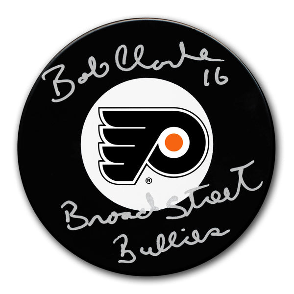 Bobby Clarke Autographed Philadelphia Flyers Hockey Puck - Broad Street Bullies