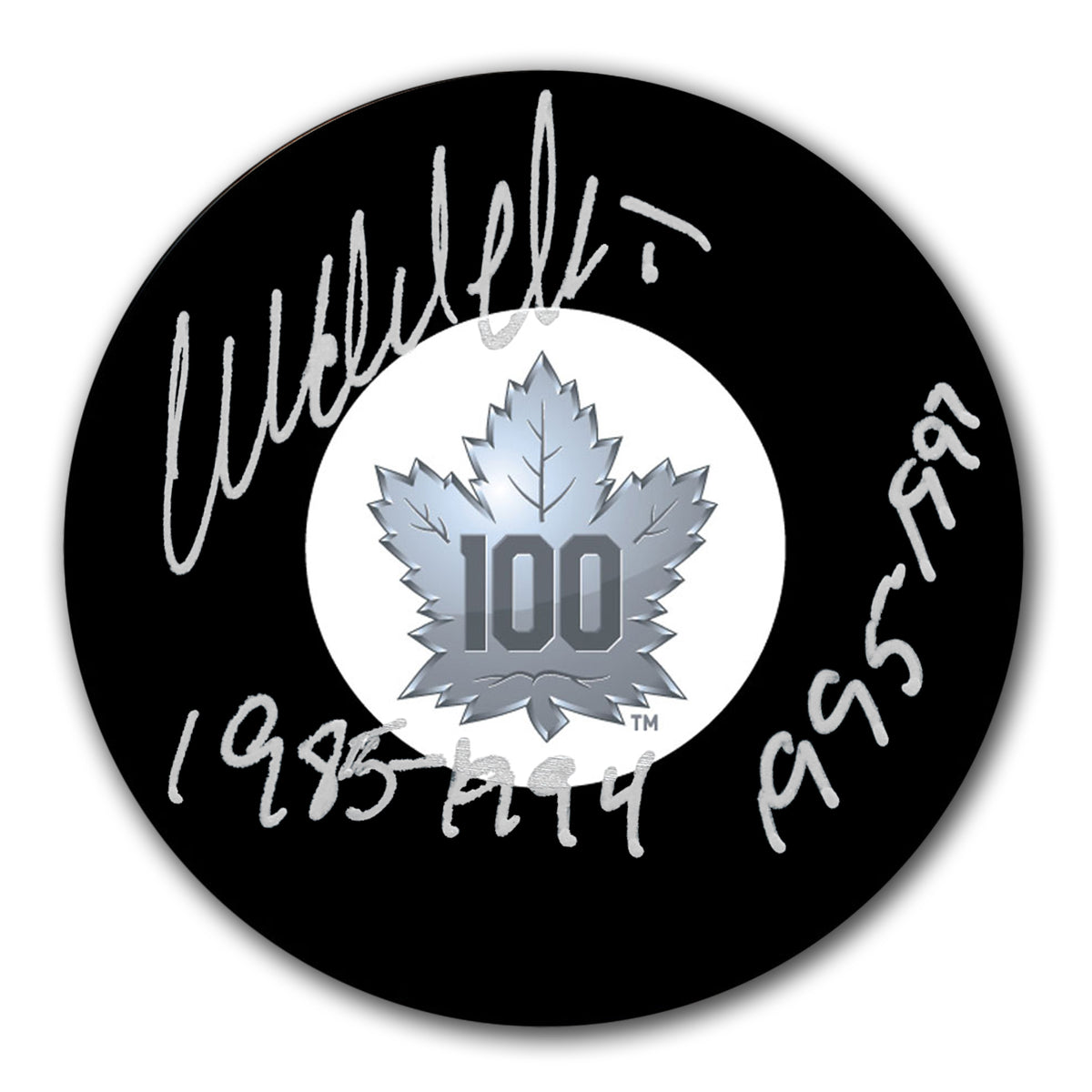Wendel Clark autographed Toronto Maple Leafs 100th Anniversary hockey puck