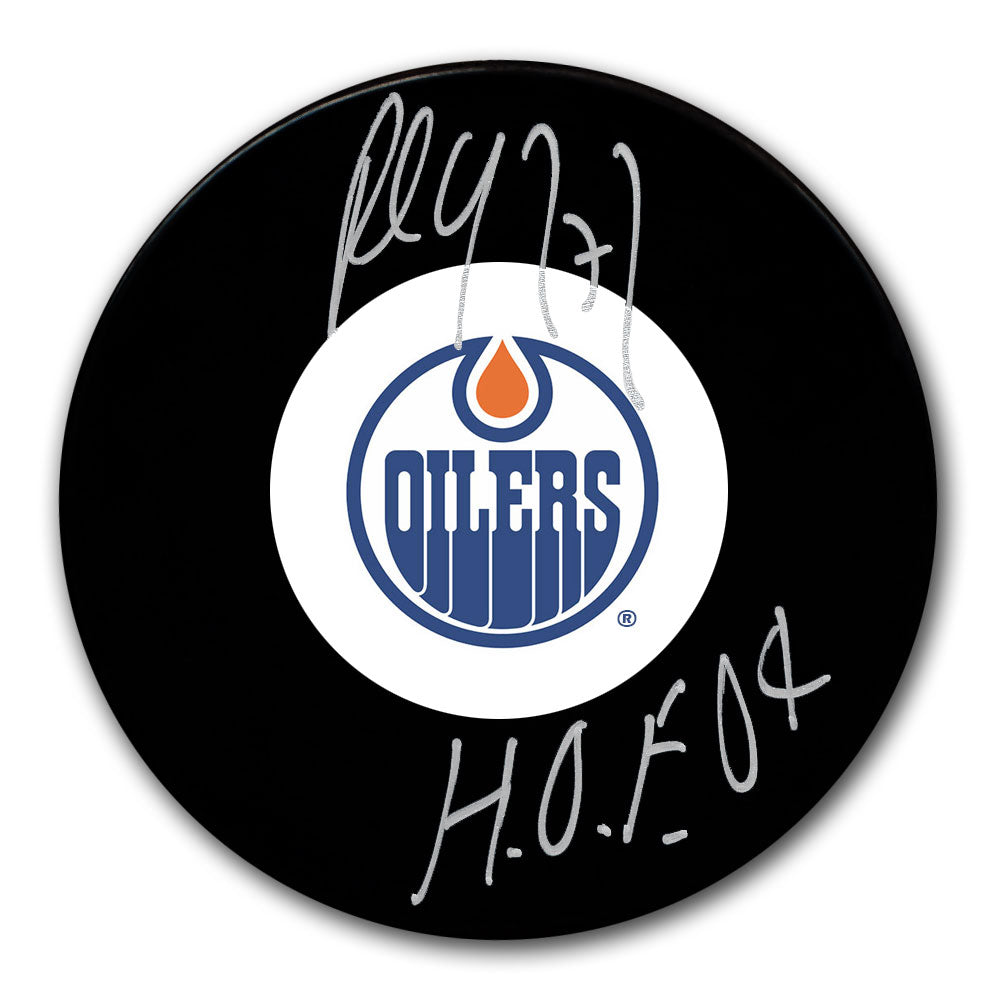 Rondelle autographiée HOF des Oilers d'Edmonton de Paul Coffey