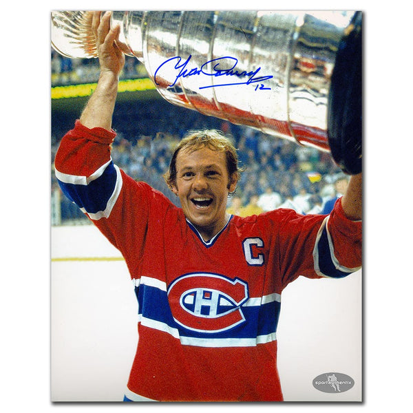 Yvan Cournoyer autographed Montreal Canadiens 8x10 photo celebrating with the 1978 Stanley Cup