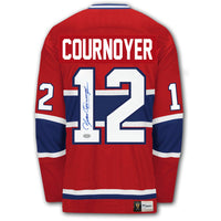 Yvan Cournoyer autographed Montreal Canadiens Fanatics Vintage Hockey jersey back with Cournoyer nameplate, number 12, autograph and SportAuthentix hologram