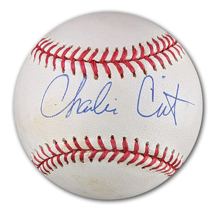 Official MLB baseball with visible Charlie Crist signature, ideal for collectors of signed sports memorabilia and autographed items.