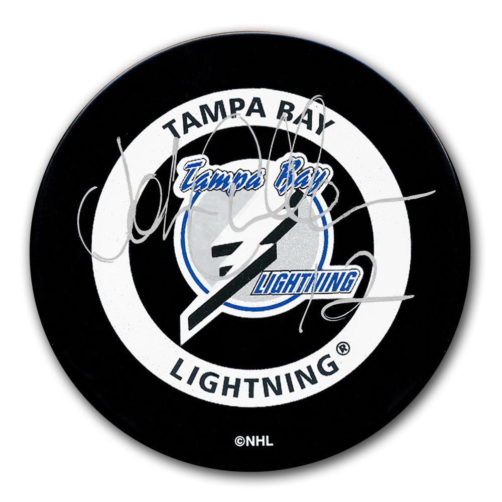 Rondelle de jeu officielle dédicacée par John Cullen du Lightning de Tampa Bay