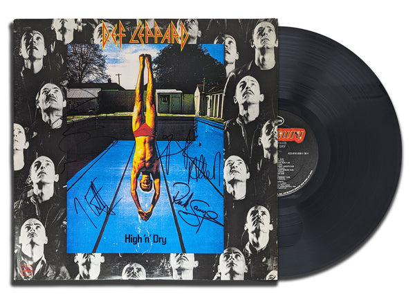 Def Leppard Band a signé l'album vinyle autographié HIGH 'N' DRY