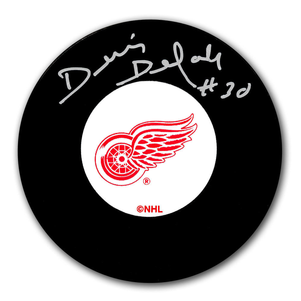 Rondelle autographiée des Red Wings de Detroit Denis Dejordy
