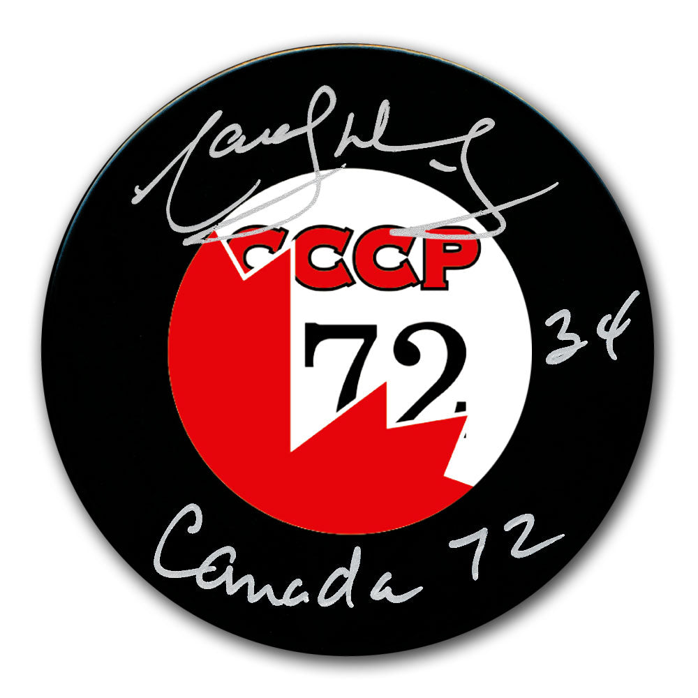 Marcel Dionne Team Canada 1972 Summit Series CCCP Autographed Puck - Sport Authentix Inc