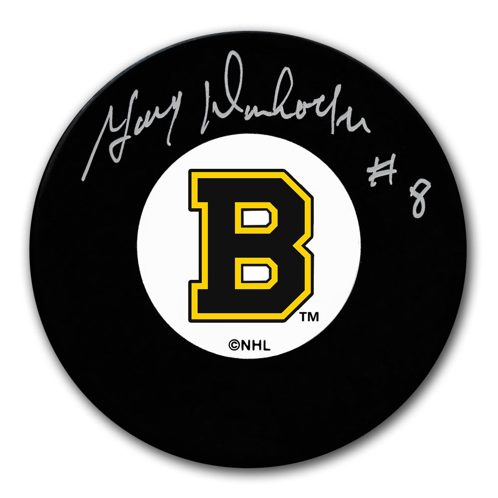 Rondelle autographiée des Bruins de Boston par Gary Dornhoefer