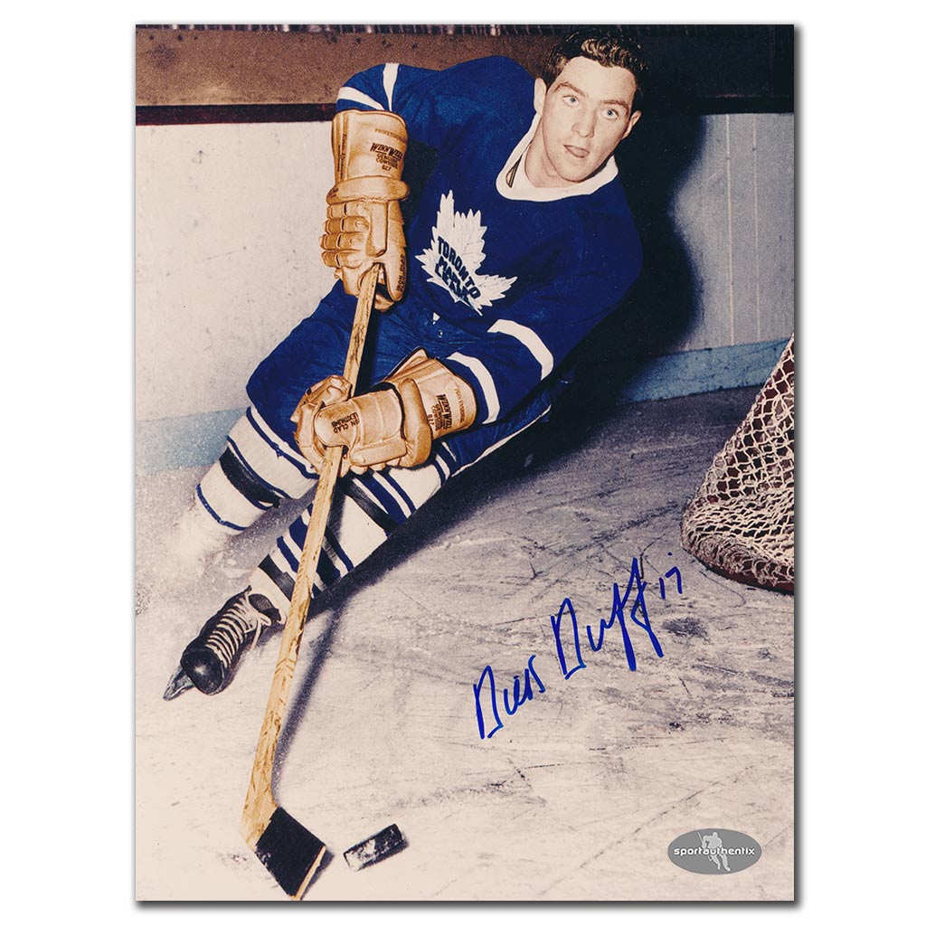 Dick Duff autographed Toronto Maple Leafs 8x10 blue jersey game action photo
