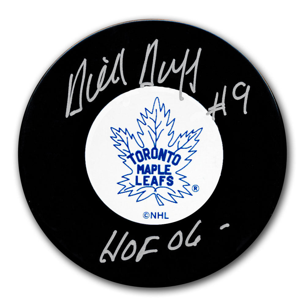 Rondelle autographiée HOF des Maple Leafs de Toronto Dick Duff