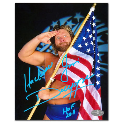 Hacksaw Jim Duggan WWE Wrestling SALUTE 8x10 photo, hand-signed and inscribed, premium collectible for fans.