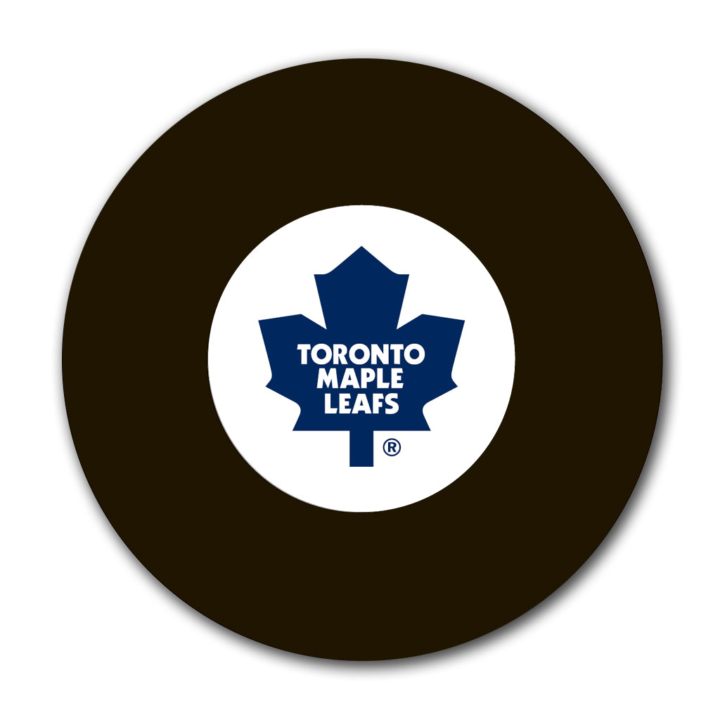 Toronto Maple Leafs logo hockey puck for an upcoming Don Edwards autograph signing
