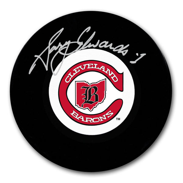 Gary Edwards autographed Cleveland Barons hockey puck